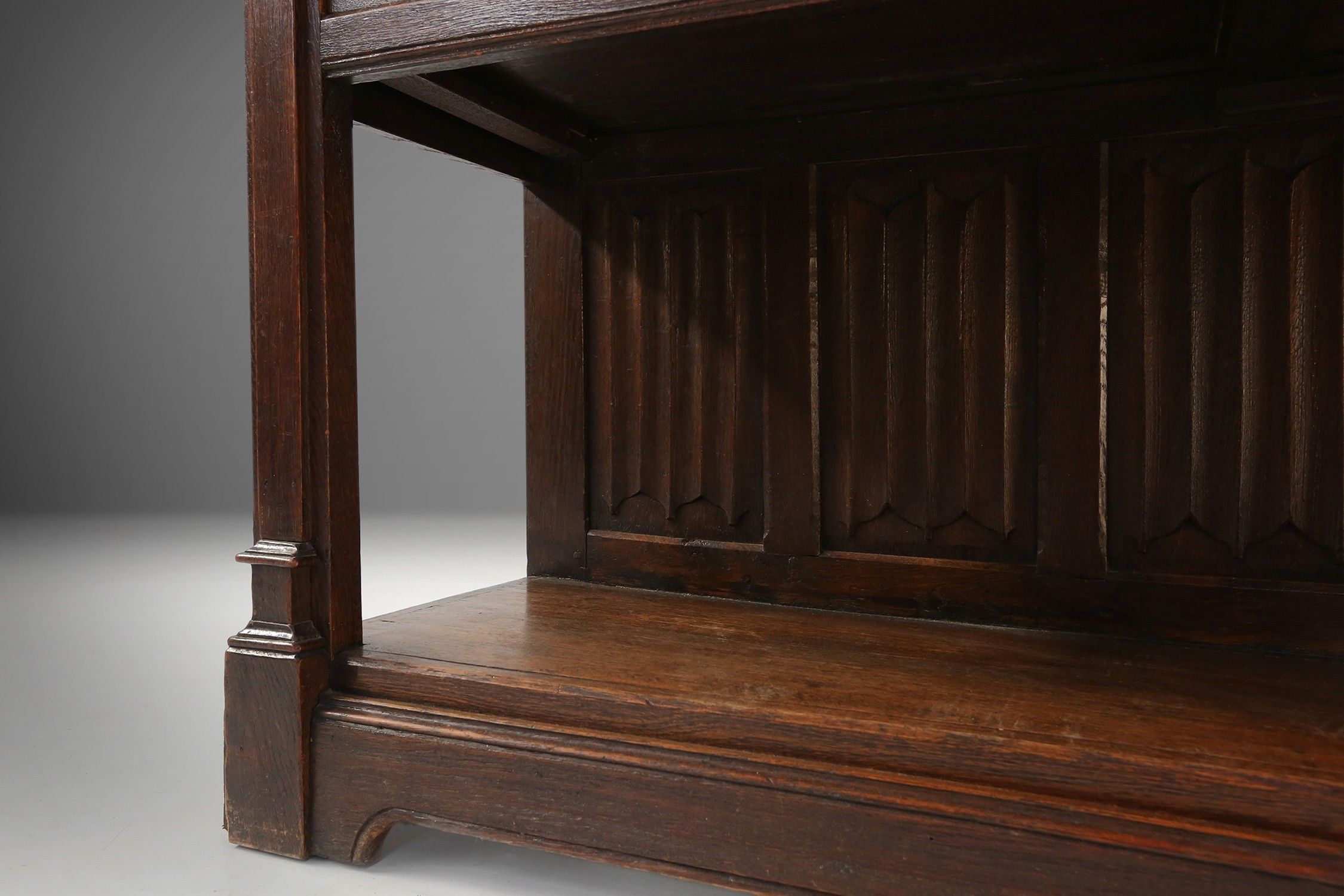 Neo-gothic cabinet in oak with concealed storage and rich decorations, France, 1850sthumbnail